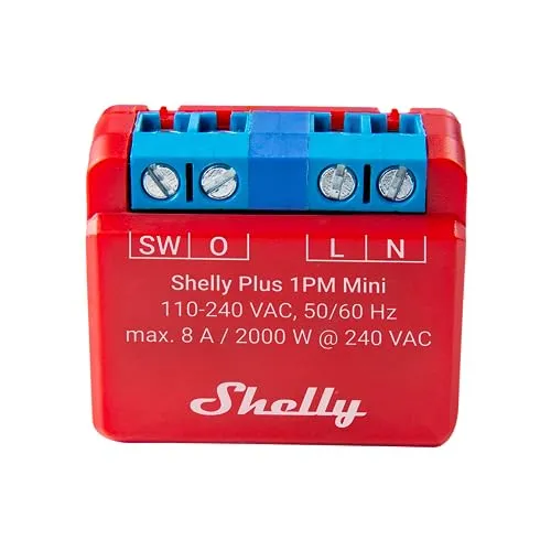 Produktbild Shelly Plus 1PM Mini | Wlan & Bluetooth intelligentes Relais, 1 Kanal 8A, mit Leistungsmessung | Hausautomation | Kompatibel mit Alexa & Google Home | iOS Android App | Kein Hub nötig