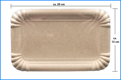 Pappteller 20 x 13 cm, rechteckig, braun (50Stck.) (0,06 EUR/st)Imbissteller,