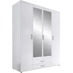 Pol Power Karl Kleiderschrank mit Spiegel – 4 Türen, 160x196x54 cm - Kleiderschrank aus Holzwerkstoff, funktional und langlebig mit Ablagefächern und Schubladen. Der integrierte Spiegel vergrößert optisch Ihr Schlafzimmer und bietet Platz für all Ihre Kleidungsstücke.