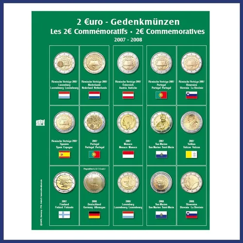 Premium Münzblatt 2 Euro der Jahre 2007-2008 Blatt 3 für Album 7341