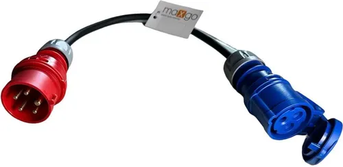 CEE-Adapterleitung H07RN-F 3G2,5mm² CEE-Stecker 5-polig 16A 400V auf CEE Kupplung 3-polig 16A PCE 0,5m