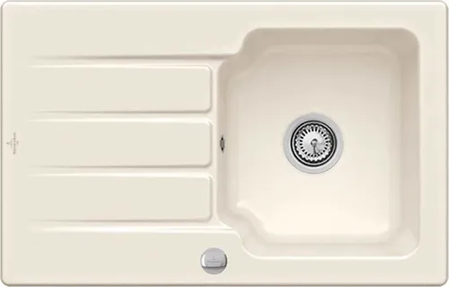 Villeroy & Boch Architectura 45 Crema Keramikspüle mit Excenterbetätigung - Sanitäranlagen & Zubehör - Hochwertige ceramicplus-Spüle in glänzendem Crema, ideal für Unterschränke ab 45 cm, Maße: 80 x 51 cm, inklusive praktischer Excenterbetätigung.