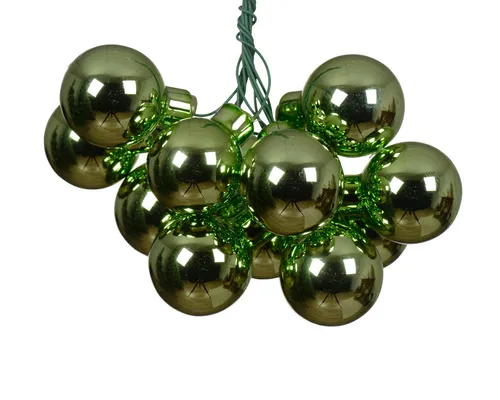Kaemingk Weihnachtsbaumkugel, Weihnachtskugeln am Draht 2cm Glas 12 Stück - Grüntee glänzend