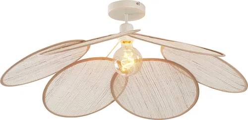 Qazqa Japandi Deckenleuchte Aisha – Stilvolle Creme Lampe für jeden Raum - Elegante Deckenlampe im Japandi-Stil mit Leinen-Schirm. Ideal für Wohnzimmer, Schlafzimmer und mehr. Dimmbar (Dimmer nicht enthalten) und energieeffizient – perfektes Licht für Ihr Zuhause.