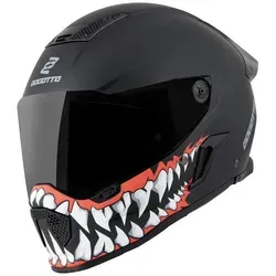 Bogotto Rapto Jaws Helm, schwarz-rot, Größe S für Männer - Motorradhelm mit kratzfestem Visier und Pinlock-Vorbereitung für optimale Sicht und Sicherheit auf der Straße.