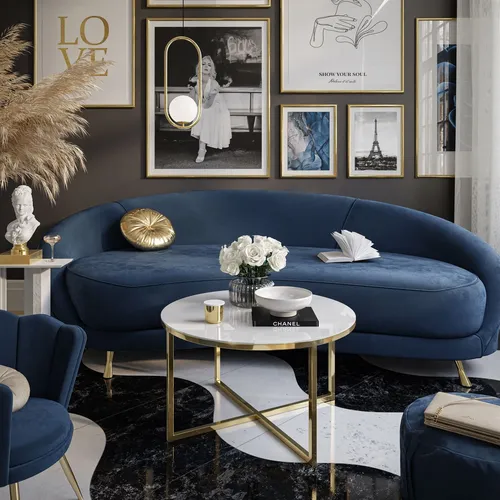 CIRI-X GLASS Runder Couchtisch mit goldenem Chromgestell in gold von Lookway