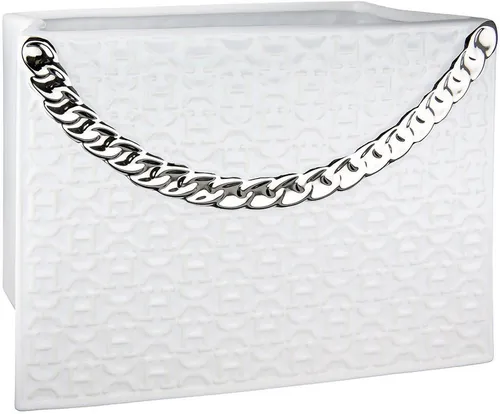 GILDE Tischvase Rom – Handtaschenform, elegante Keramikvase - Vase aus glänzender Keramik in Handtaschenform, Höhe 20 cm, ideal für stilvolle Dekoration in jedem Raum.