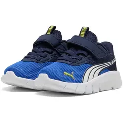 Puma FlexFocus Modern AC+Inf Kinder-Sneaker Blau-Weiß-Gelb - Stylische Kinder-Sneaker mit Klettverschluss für einfaches An- und Ausziehen. Hochwertiges Textilmesh sorgt für Komfort und Atmungsaktivität. Ideal für aktive Kinder!