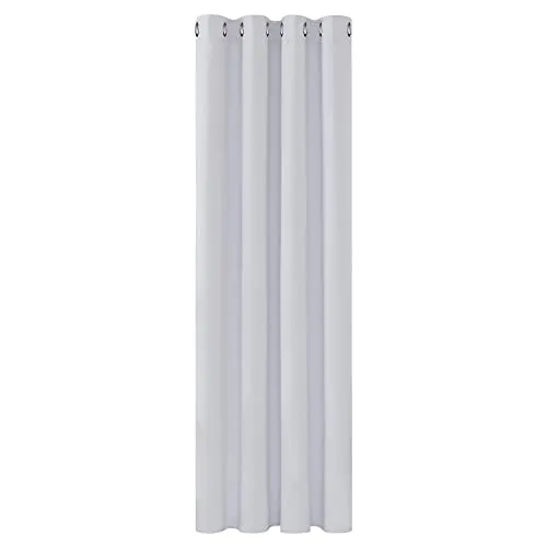 Deconovo Raumteiler Vorhang Silber Grau 160x132 cm - Blickdichter Ösenvorhang in elegantem Design, perfekt für Wohnräume. Hält Wärme und Licht ab, einfach zu montieren und pflegen.
