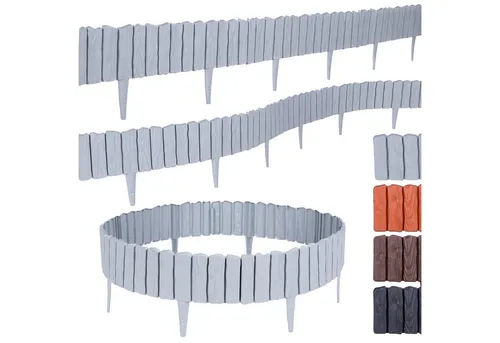 Produktbild BooGardi Beetumrandung Rasenkante Holzoptik, LxH: 57,00x12.500 cm, 10 Stück Grau, Beeteinfassung flexibel Mähkante Gartenzaun