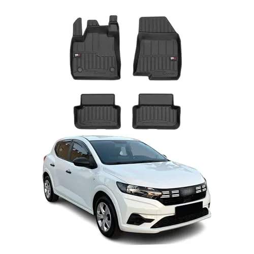 OMAC Gummi Fußmatten für Dacia Sandero 2021-2025 - Premium TPE Automatten 4tlg, wasserfest und antirutsch, idealer Schutz für Ihr Fahrzeug bei jedem Wetter.