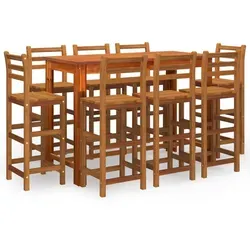 vidaXL Gartenlounge-Set 9-tlg. aus Massivholz Akazie - Garten-Lounge-Set aus robustem, geöltem Akazienholz. Ideal für Garten, Terrasse oder Innenhof mit elegantem Design und bequemen Barhockern für maximalen Sitzkomfort.