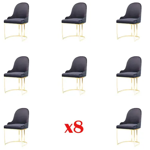 Garnitur Sessel Neu 8x Stühle für Esszimmer und Küche - Moderne 8-teilige Esszimmerstuhl-Garnitur in Blau mit robustem Edelstahlgestell. Ideal für stilvolle Essbereiche, ohne Montageaufwand.