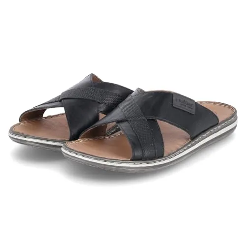Rieker Herren 21082 Pantolette - Schwarz, 44 EU - Wanderschuhe mit Komfortweite und echtem Leder für optimalen Tragekomfort bei jeder Wanderung.