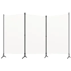 vidaXL Paravent Raumteiler 3-teilig, cremeweiß - 3-teiliger Raumteiler aus Metall und Stoff, ideal für mehr Privatsphäre und Gemütlichkeit. Flexibel aufstellbar und platzsparend faltbar, perfekt für jeden Innenraum.