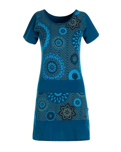 Vishes Damen Kurzarm Sommerkleid Tunika-Kleid türkis 36 in türkis von Vishes