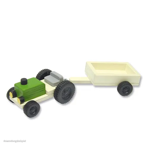 matches21 HOME & HOBBY Traktor mit Anhänger Holz Bausatz Kinder Holzbaukasten