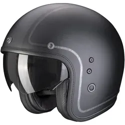 Scorpion Belfast Evo Retrol Jethelm, schwarz-grau, Größe S - Motorradhelm mit Kwikwick® II Innenfutter für optimalen Temperaturausgleich und Klapp-Sonnenvisier für besten Schutz bei Sonnenschein.