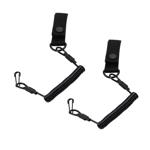 INNAL 2 Stücke Elastisches Sicherheitsseil Spiral Karabiner Schwarz Tactical Lanyard Wiederverwendbar,Geeignet Zum Wandern,Klettern,Camping,Angeln im Freien
