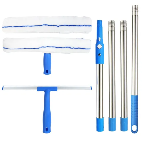 Teleskop-Fensterreinigungsset mit 160 cm Edelstahlstange – Inklusive Abzieher...