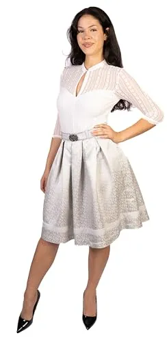 Trachtl Trachtenrock Giselle mit Gürtel in Grau 44 - Traditioneller Faltenrock aus 100% Polyester, ideal für festliche Anlässe und bequem zu tragen.