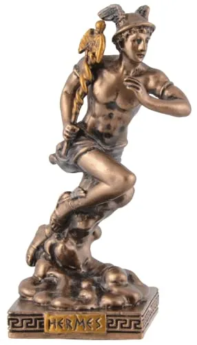 Miniatur Figur griechischer Gott Hermes- mit Bronzefarbe bemalt by Veronese