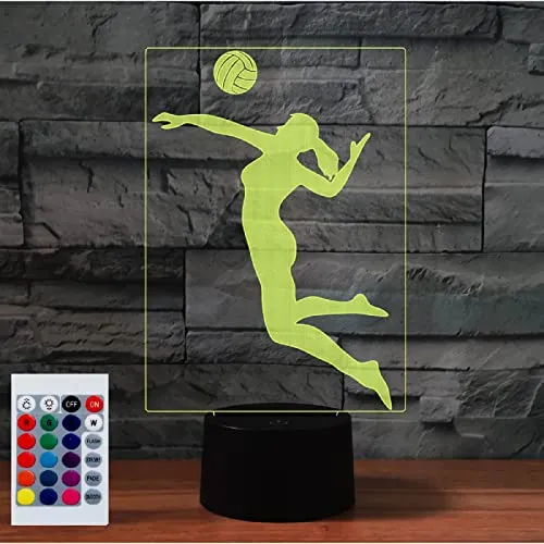 SUPERHONGJIHAO Nachtlicht für Kinder, 3D-Spiel-Volleyball-LED-Lampe mit Fernbedienung, 16 Farbwechsel, Weihnachts-Geburtstagsgeschenk für Kinder
