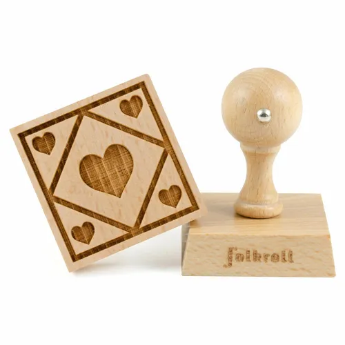 Folkroll Keksstempel Karoherz 55x55 mm Cookiestempel Backstempel Buchenholz