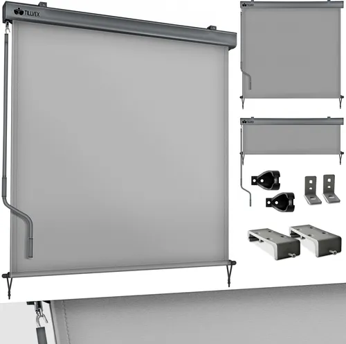 tillvex® Senkrechtmarkise 160 x 250 cm | Wasserfestes Außenrollo mit Handkurbel für Balkon, Terrasse & Garten - Markisen: Optimaler Sicht- und Sonnenschutz für ungestörte Momente im Freien. Robuste Aluminiumkonstruktion und UV-Schutz 50+ für Langlebigkeit und Komfort.