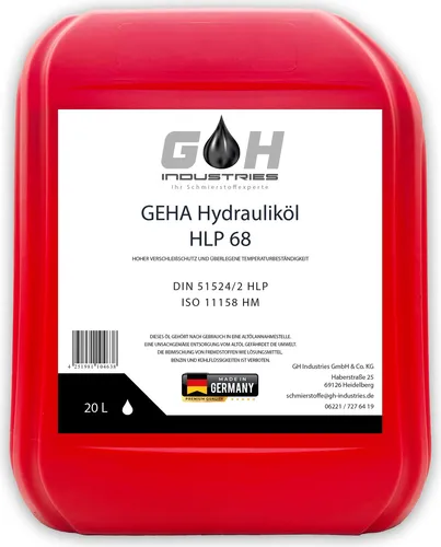 L Hydrauliköl HLP 68 ISO VG 68 nach DIN 51524 Teil 2 Kanister 20 Liter 20