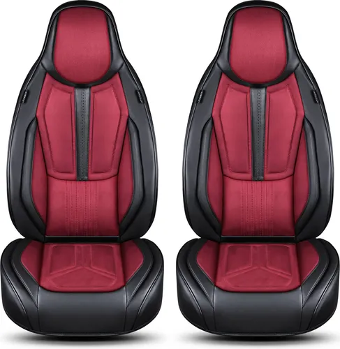 Opel Karl Schonbezüge Schwarz/Rot DS2 2015-2019 - Sitzbezüge für Opel Karl, atmungsaktiv und abwaschbar, mit spezieller Airbag-Naht für optimale Sicherheit und einfache Installation.