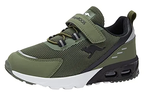 KangaROOS Unisex Kinder Kx-arg Ev Sneaker in Olive Jet Black, 31 EU - Sneaker für Kids mit atmungsaktivem Mesh-Obermaterial und elastischer Schnürung. WMS-System für optimalen Sitz und Ortholite-Einlagen für ein angenehmes Fußklima.