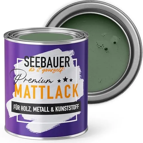 SEEBAUER diy Mattlack Dunkelgrün 750ml für Innen & Außen (No. 760 Nordic Wood) Möbelfarbe ohne Schleifen - Hybrid-Lack für Holz, Metall, Kunststoff - Holzlack, Möbellack hohe Deckkraft