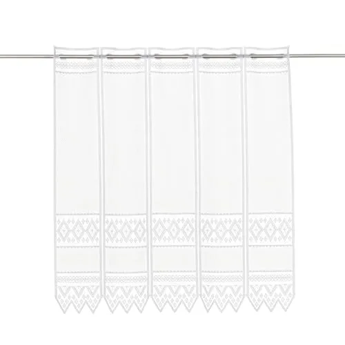 Scheibengardine Jacquard grafisch 90 cm hoch Weiß in weiß von frankgardinen