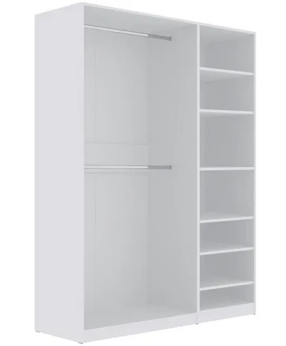 Marmex Möbel Garderobenschrank TRES N/B – Offener Kleiderschrank 101/150x206x51 - Moderner offener Kleiderschrank im Set mit 2 Kleiderstangen, ideal für die Aufbewahrung von Kleidung und Faltwaren. Praktisches Design für jedes Zuhause.