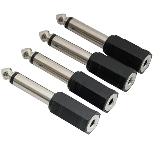 Musiclily Audio Klinken Adapter 3,5 mm Stecker auf 6,35 mm Klinke Buchse Mono Kopfhörer Adapter für Verstärker E-Gitarre Klavier(4 Stück)