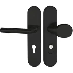 Hermat ZT-EN2-Schutzwechselgarnitur 1902 BASIC 02 - Türsicherungen mit Kernziehschutz und eleganter Classic Black Oberfläche, ideal für Türstärken von 35 - 55 mm.