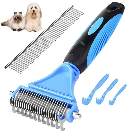 Hundebürste Katzenbürste,Hundekamm Katzenkamm,Zeckenhaken | 12+23 Haustier Entfilzungskamm + Edelstahlkamm Entfernen von Unerwünschten Haaren und Entwirren Knoten + 3er Zeckenentferner für Hund, Katze