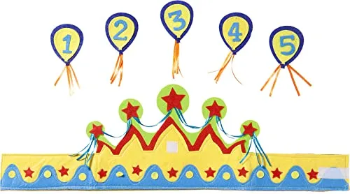 Folat F-8790 Kinder-Geburtstags-Krone - Auswechselbare Zahlen für Jungen, ideal für Geburtstagsfeiern und Themenpartys, sicher und mehrfarbig