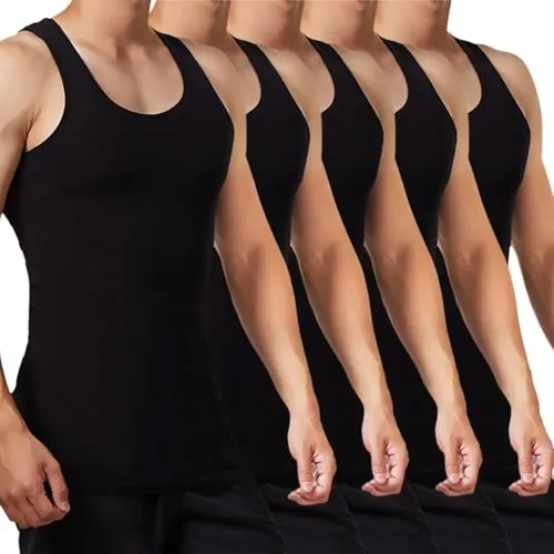 FALARY Herren Unterhemd Tank Top 5er Pack – 3XL, Schwarz
