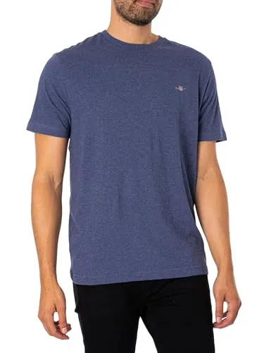 Gant REG SHIELD SS T-Shirt mit Logostickerei - Blau 4XL - Herren-Shirt aus 100% Baumwolle, casual Schnitt mit Logostickerei auf der Brust für einen stylishen Look.