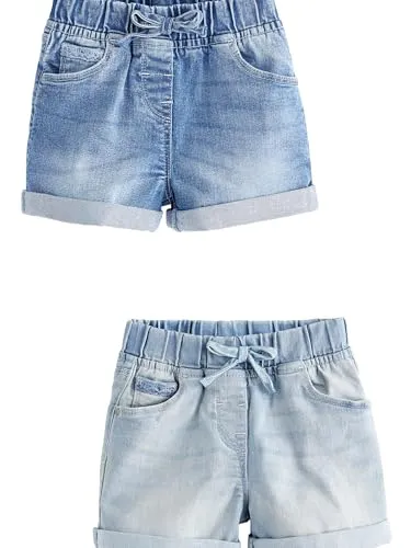 NEXT Mädchen Shorts, 2er-Pack Denim Dunkle Waschung 80-86