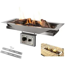 Happy Cocooning Mania Einbau-Feuerstelle Komplettset 17,5 kW - Rechteckige Feuerstelle für stilvolle Wärme und Gemütlichkeit im Außenbereich, ideal für gesellige Abende.
