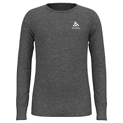 Odlo BL TOP Crew Neck Long Sleeve Active Warm ECO KID - Steel Grey Melange - Funktionsunterwäsche für Kinder, wärmend und aus recyceltem Polyester für hervorragendes Feuchtigkeitsmanagement und hohen Tragekomfort.