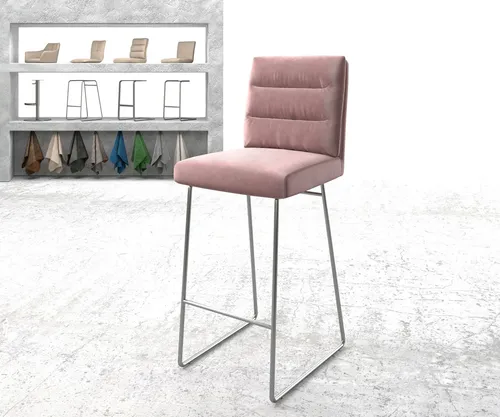 DELIFE Barhocker Pela-Flex, Edelstahl Kufengestell in Rosé in pink von Delife