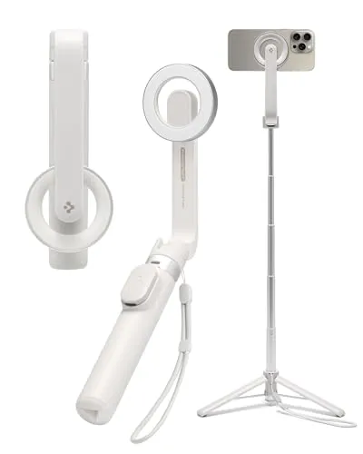 Spigen Magsafe Selfie Stick Stativ Wondersnap - Dune Beige - Handy-Stative mit Spigen MagFit-Technologie für nahtlose Integration mit MagSafe-Geräten, ideal für Vlogging und Reisen dank leichtem Design und stabiler Bauweise.