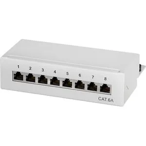 LogiLink Patchpanel NP0018, Cat 6A, 1HE, grau, geschirmt, mit 8 Ports