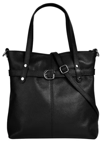 Cluty Shopper Damen 101022 schwarz - Handtasche aus 100% Rindleder mit minimalistischen Design, ideal für Alltag und Beruf. Geräumiges Hauptfach mit Fächern sorgt für Ordnung. Vielseitig tragbar dank abnehmbarem Schultergurt.