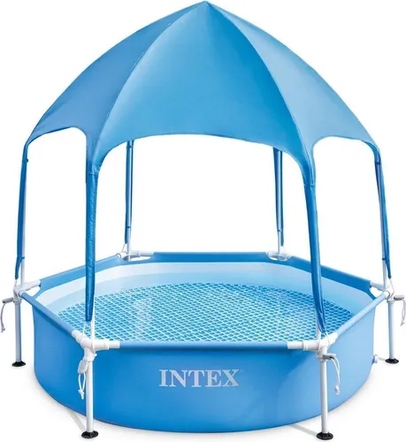 INTEX 28209 Rahmenschwimmbecken für Kinder mit Dach 183 x 38 cm