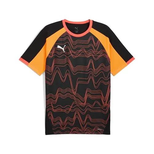 Puma Individualliga Graphic Jersey - puma black-glowing red (07) XL - Herren Laufshirt aus 100% recycelten Materialien mit dryCELL-Technologie für optimalen Feuchtigkeitstransport. Das auffällige Design und die gute Passform machen es zum idealen Begleiter auf dem Spielfeld.